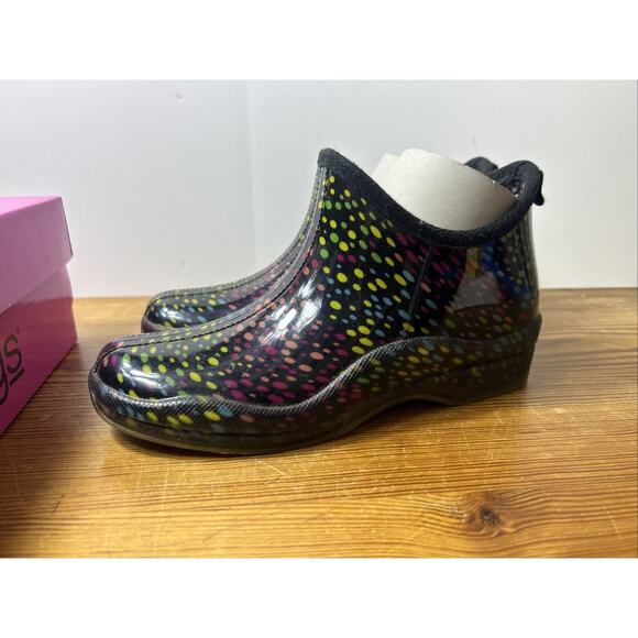 Corkys Women’s Rubber Rain Ankle Boots RAINBOW-Colored Polka Dot, Size 8 - Picture 9 of 9